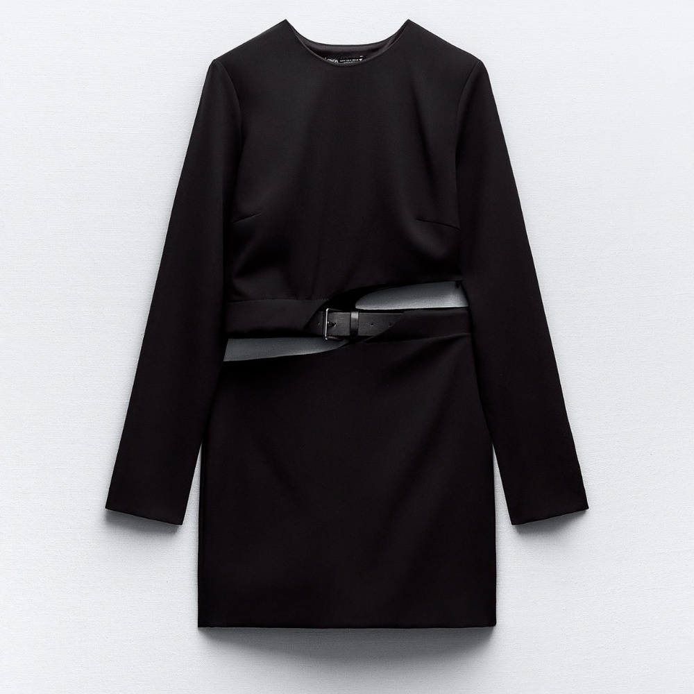 Zara black belted dress
